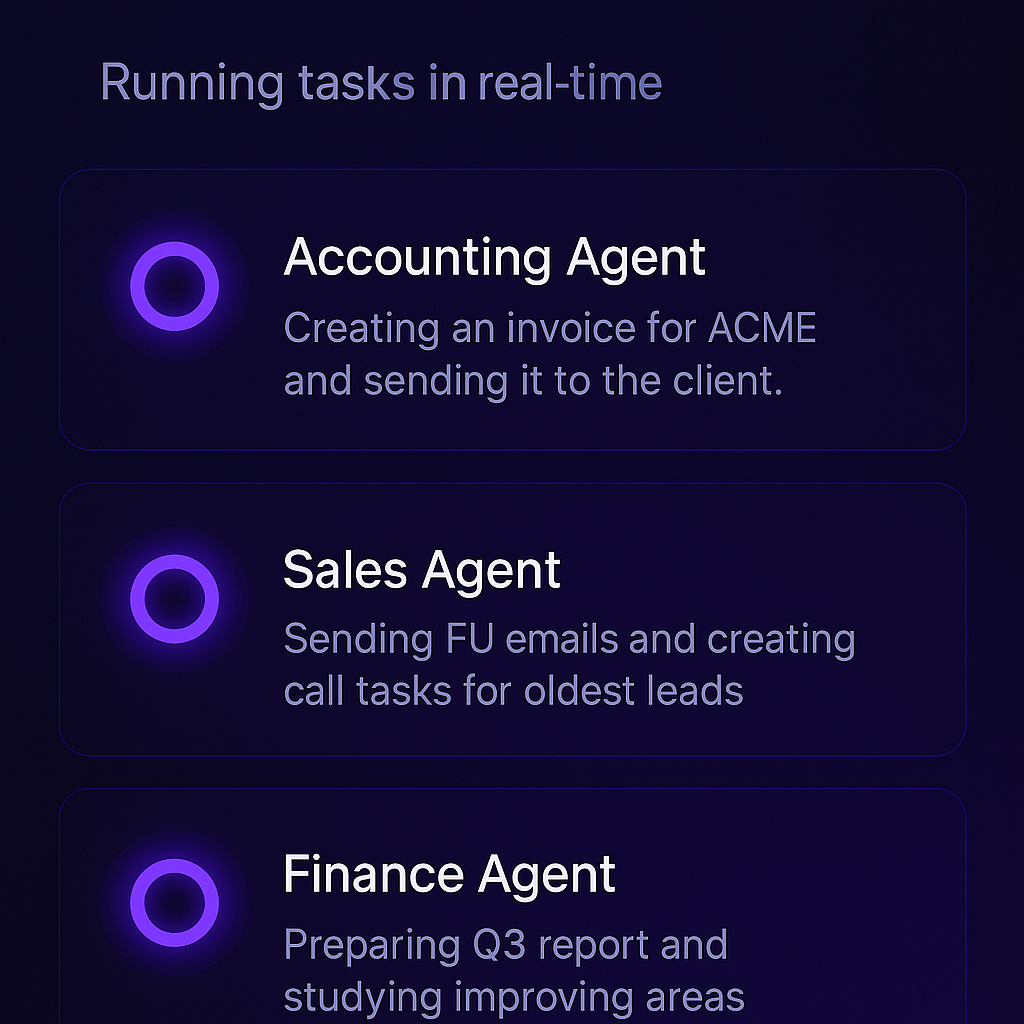 Running tasks in real-time with autonomous agents